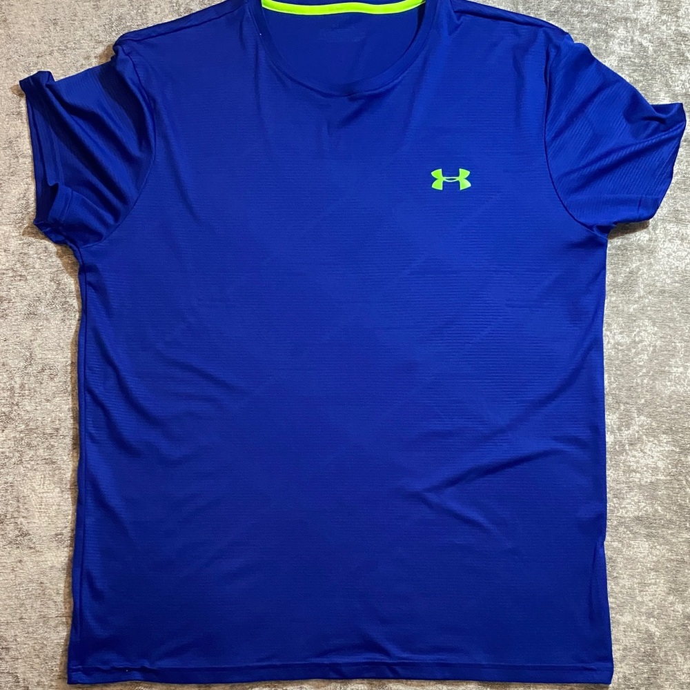 Under Armour Men's Vibrant Blue Tee with Neon Accents size XL {345}